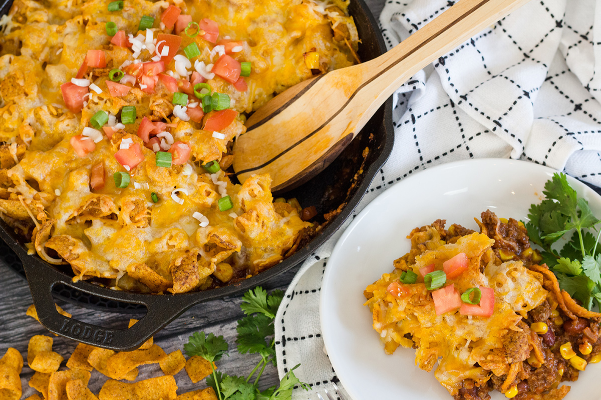 serving frito pie casserole