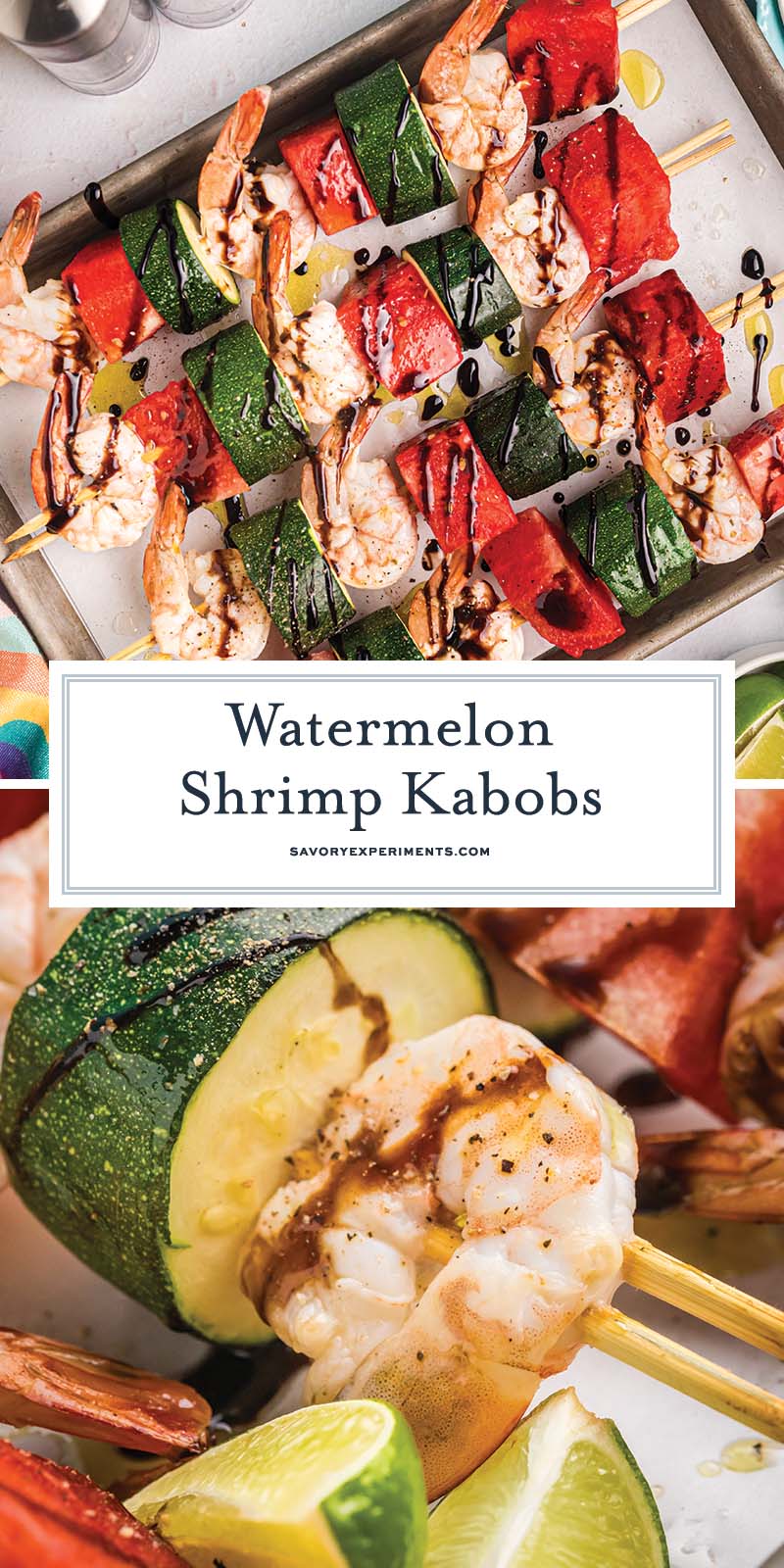 collage of watermelon shrimp kabobs