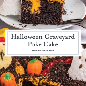 collage of graveyard cake