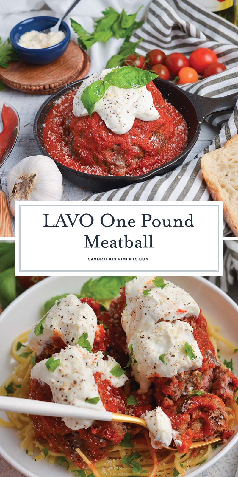 collage of lavo one pound meatballs