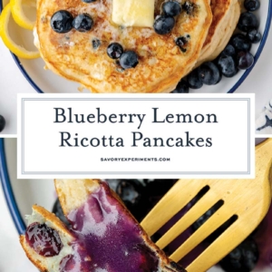 collage of lemon ricotta pancakes