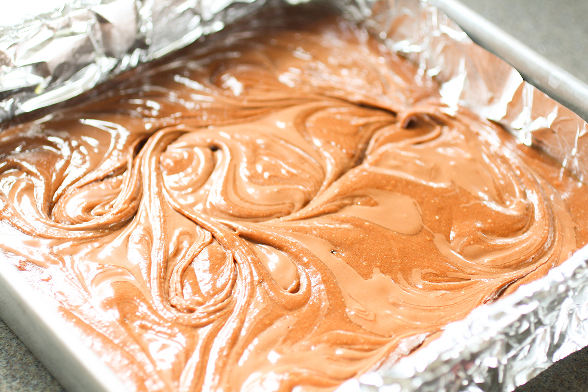 brownie batter in a baking dish