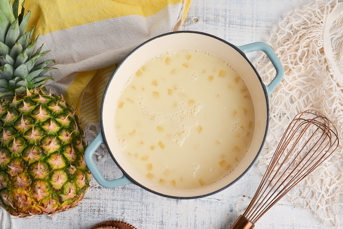 pina colada ice cream base in pan