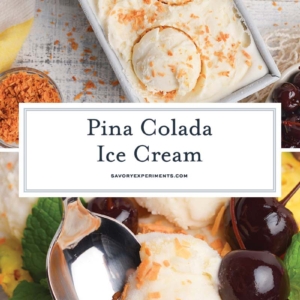 collage of pina colada ice cream