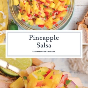 collage of pineapple salsa