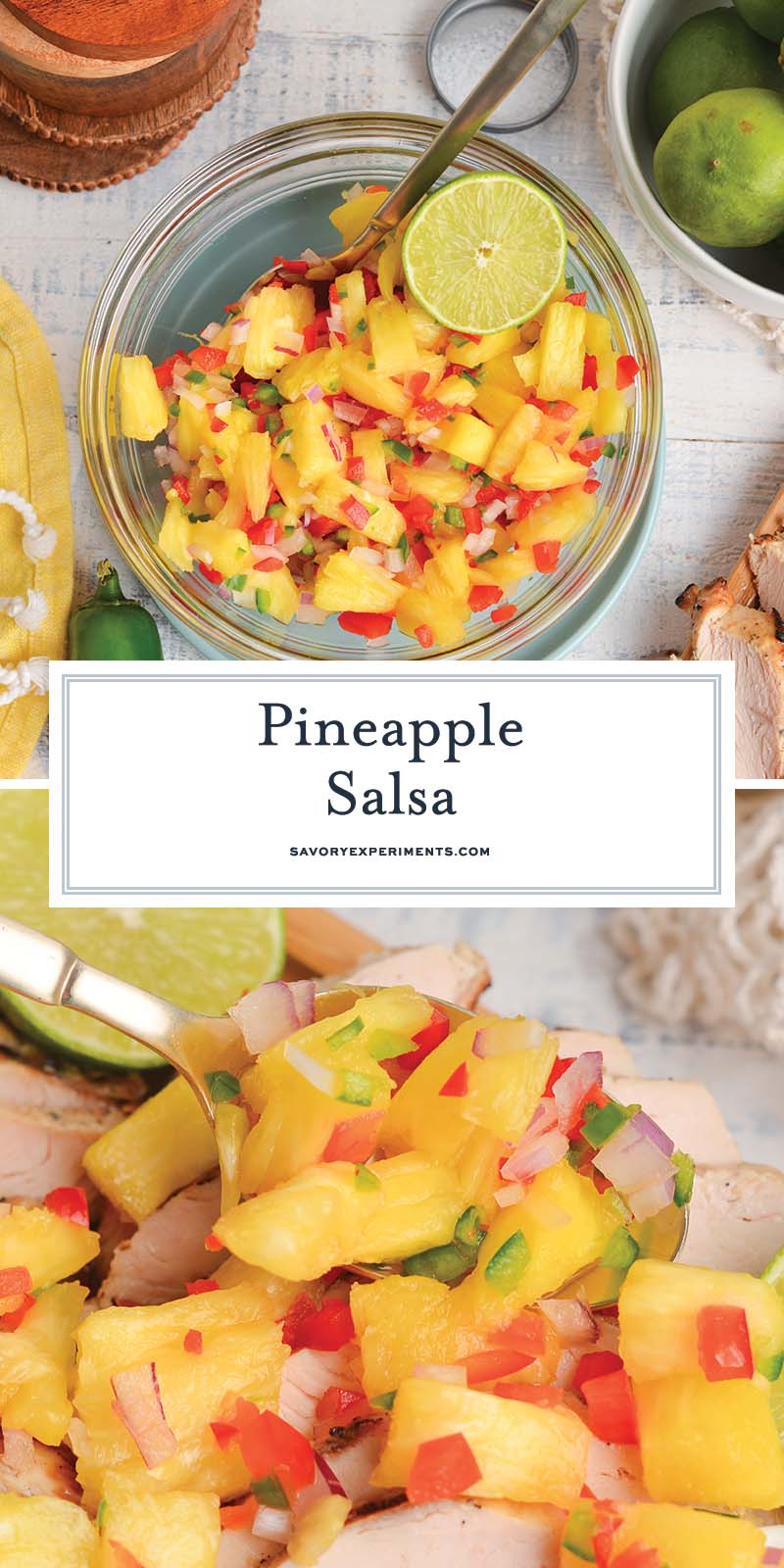 collage of pineapple salsa