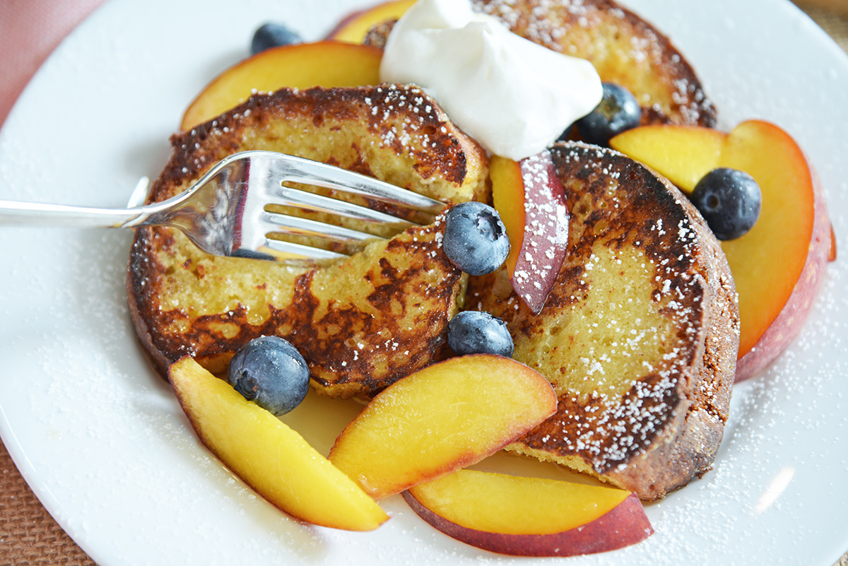 fork digging into french toast