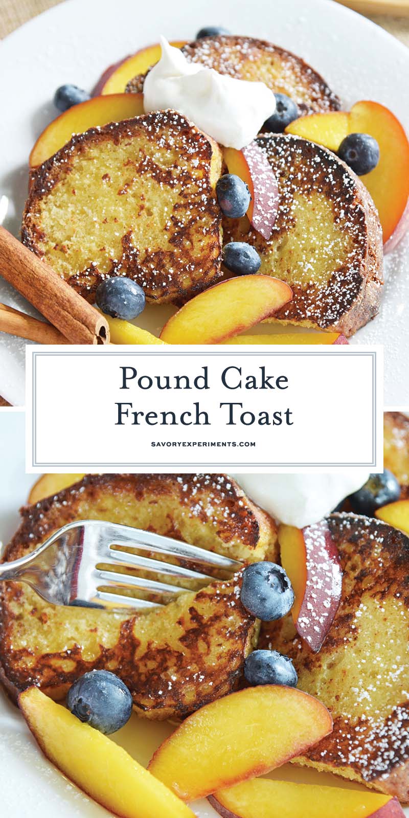 collage of pound cake french toast for pinterest