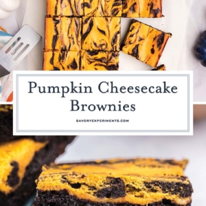 collage of pumpkin cheesecake brownies