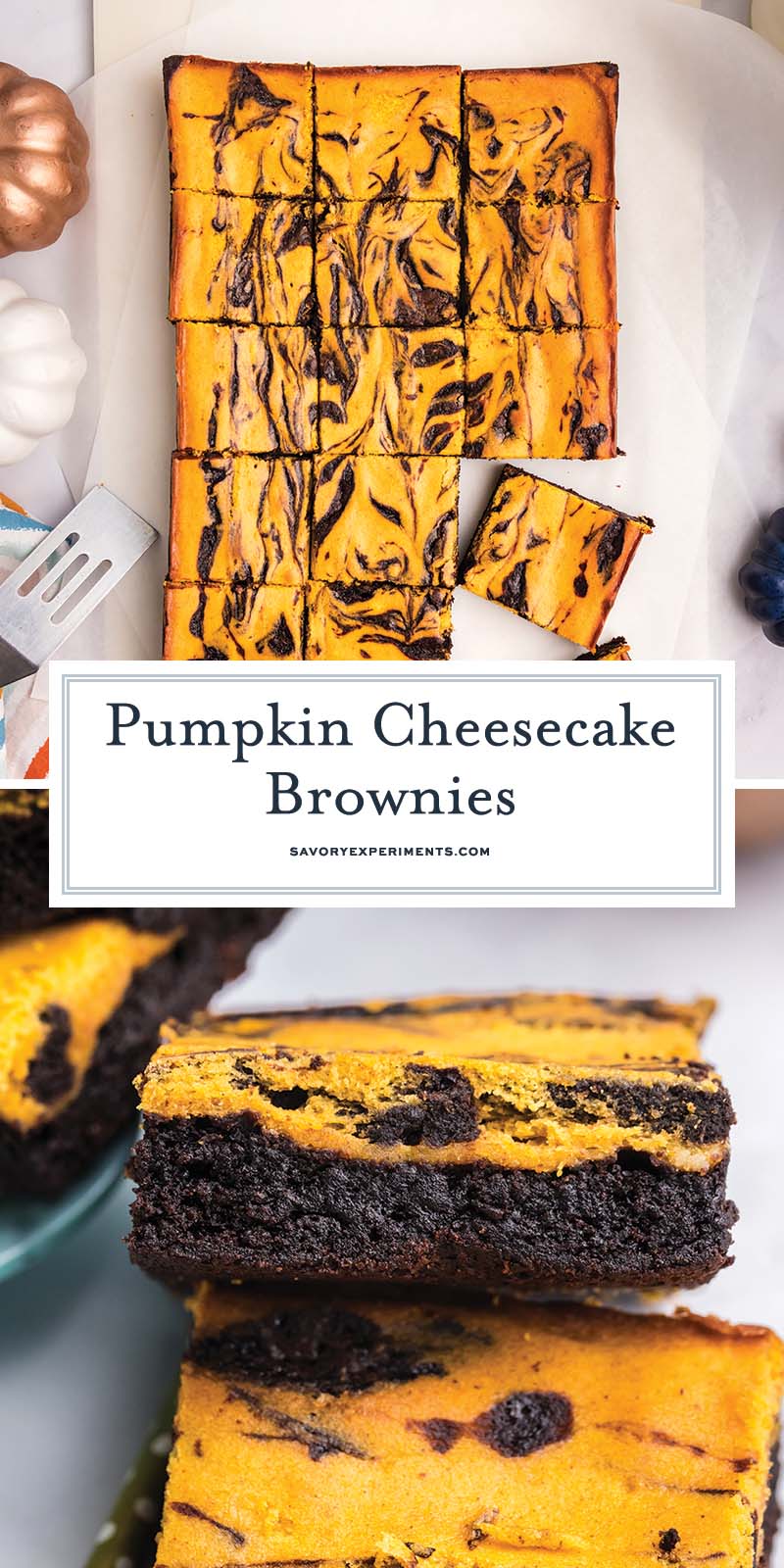 collage of pumpkin cheesecake brownies