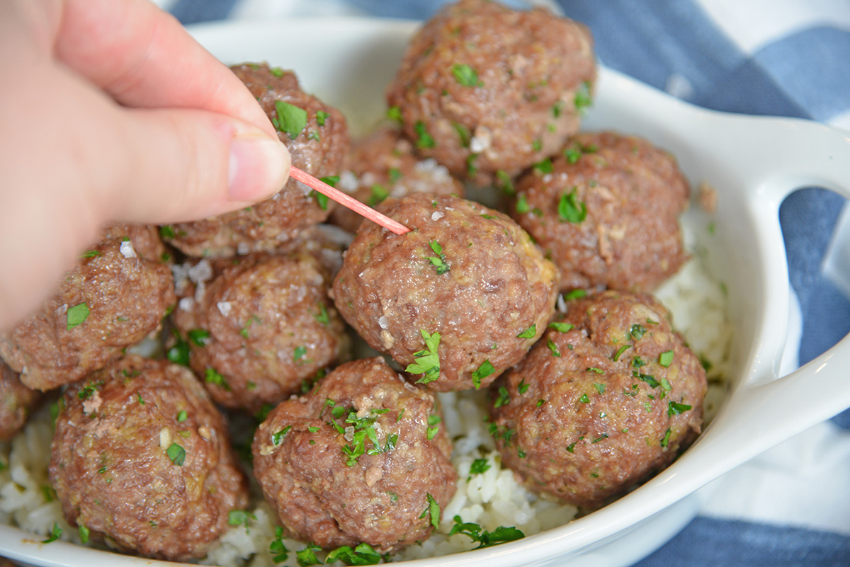 cooked ranch meatballs with parsley