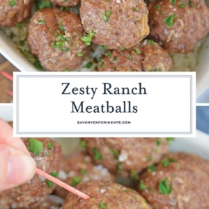 collage of ranch meatballs for Pinterest