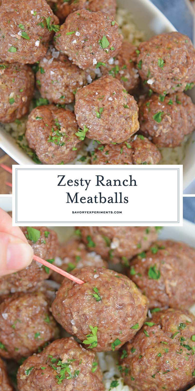 collage of ranch meatballs for Pinterest