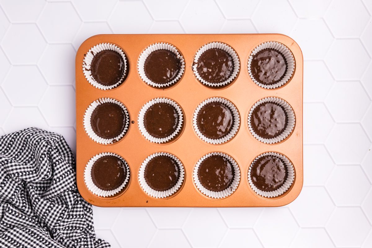 cake batter in cupcake pan