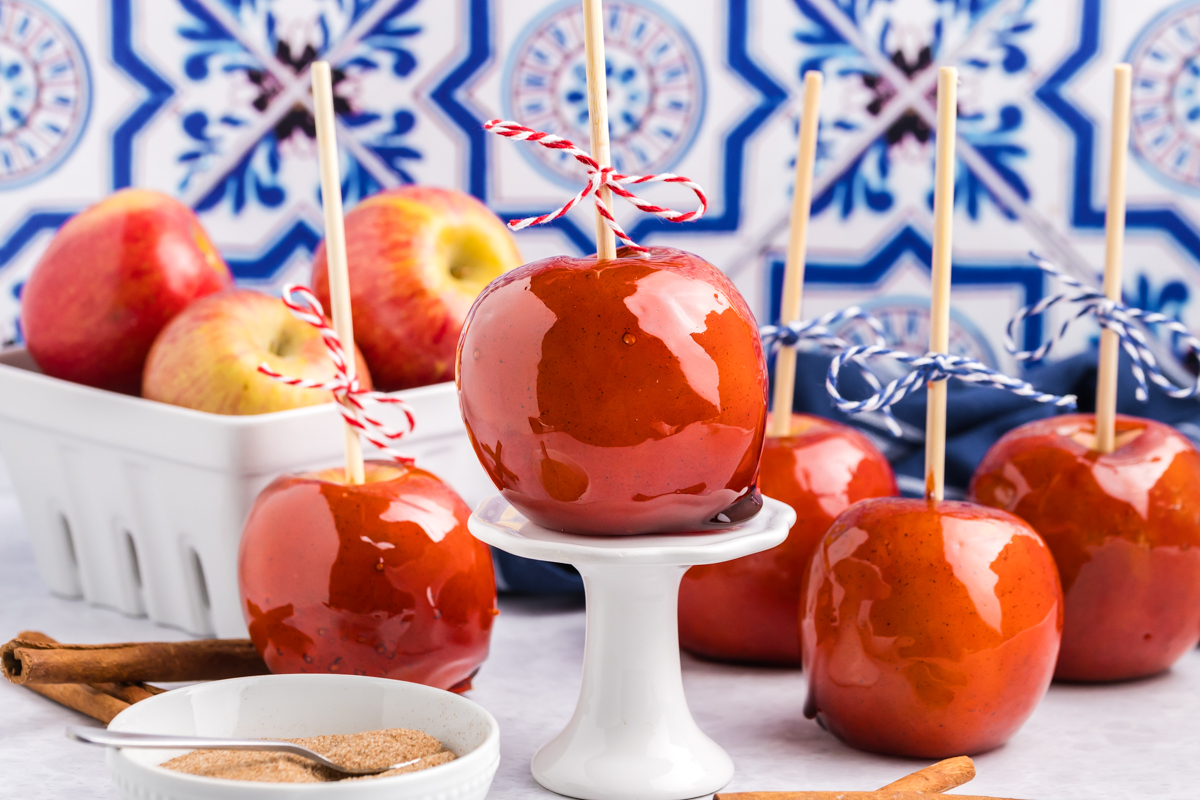 straight on shot of candied apples