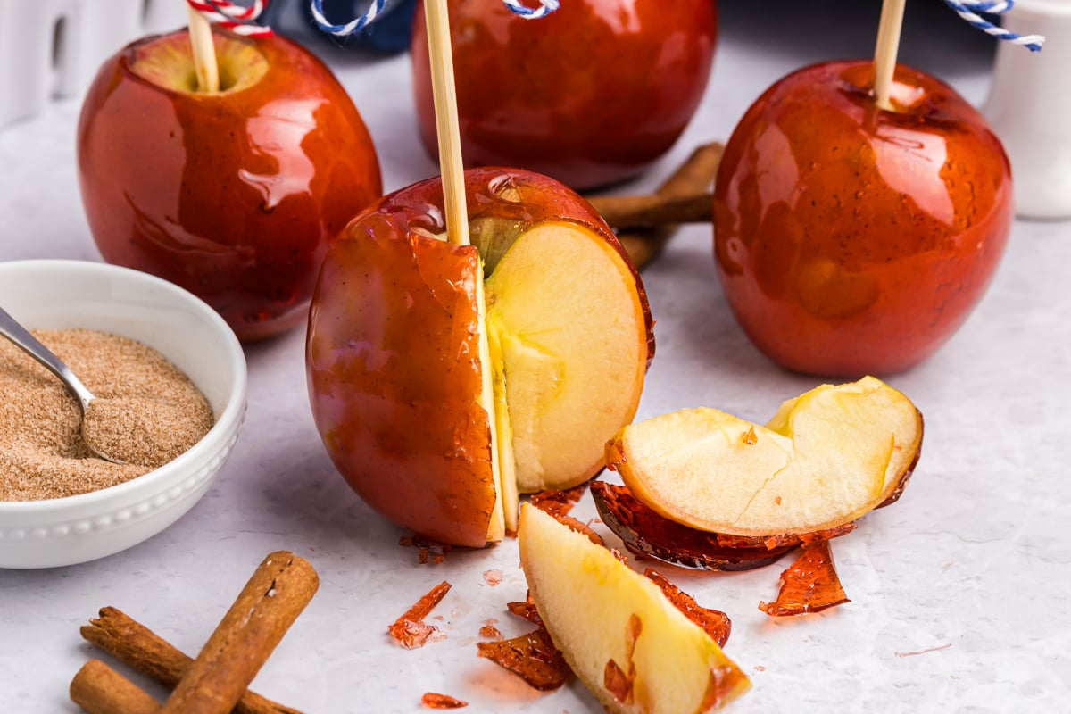 candied apple cut into slices