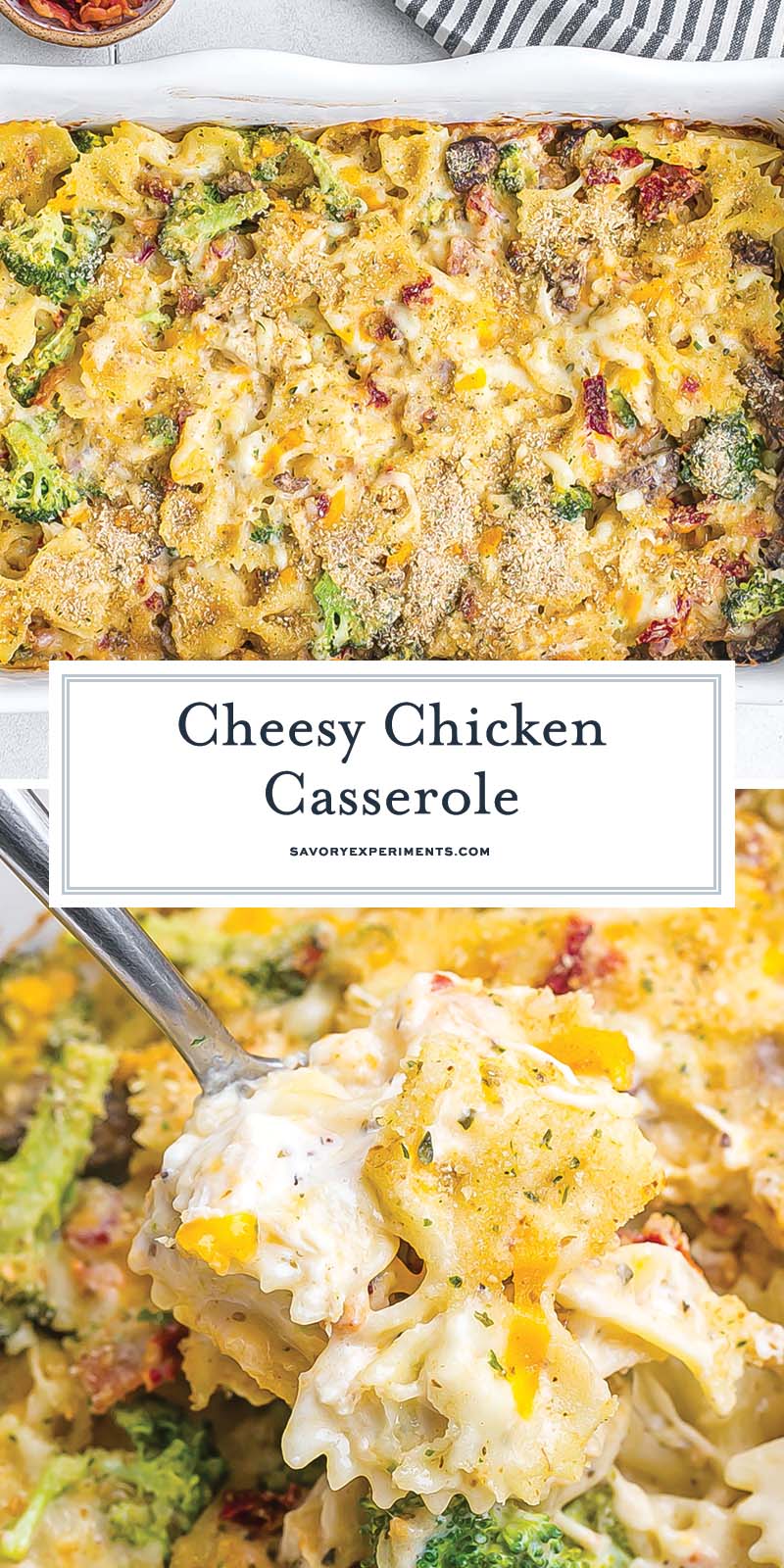 collage of cheesy chicken casserole