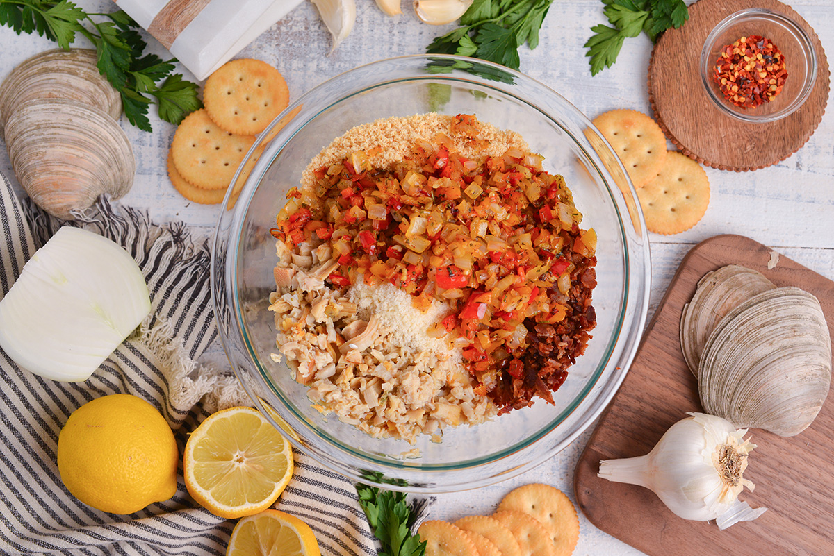 clams casino stuffing in bowl