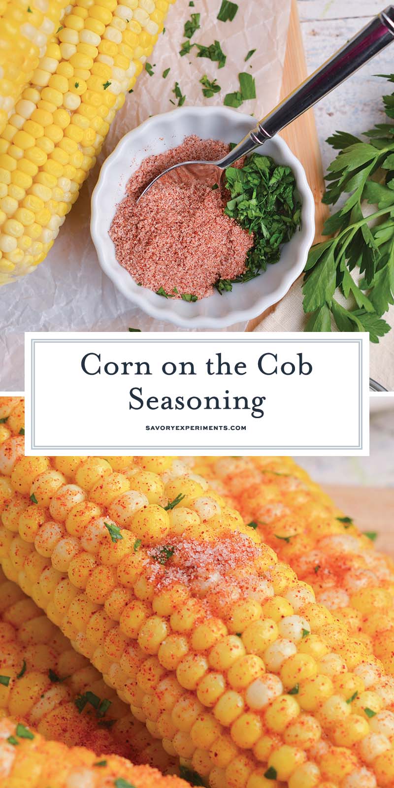 collage of corn on the cob seasoning