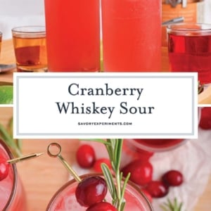 collage of cranberry whiskey sour