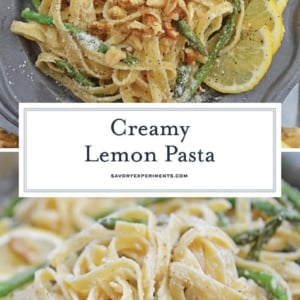 collage of creamy lemon pasta for pinterest