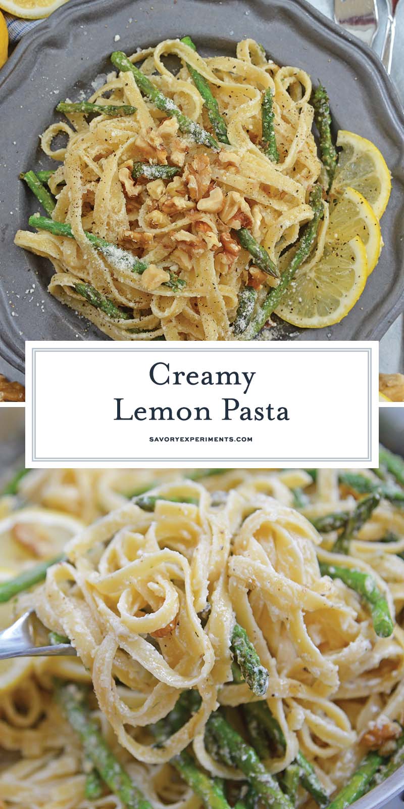 collage of creamy lemon pasta for pinterest