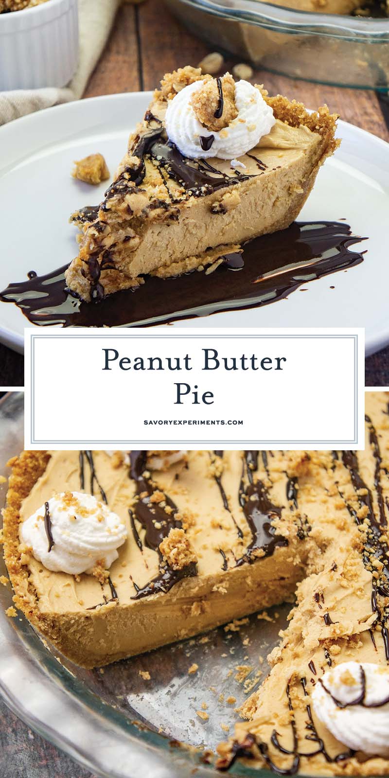 collage of easy peanut butter pie for pinterest