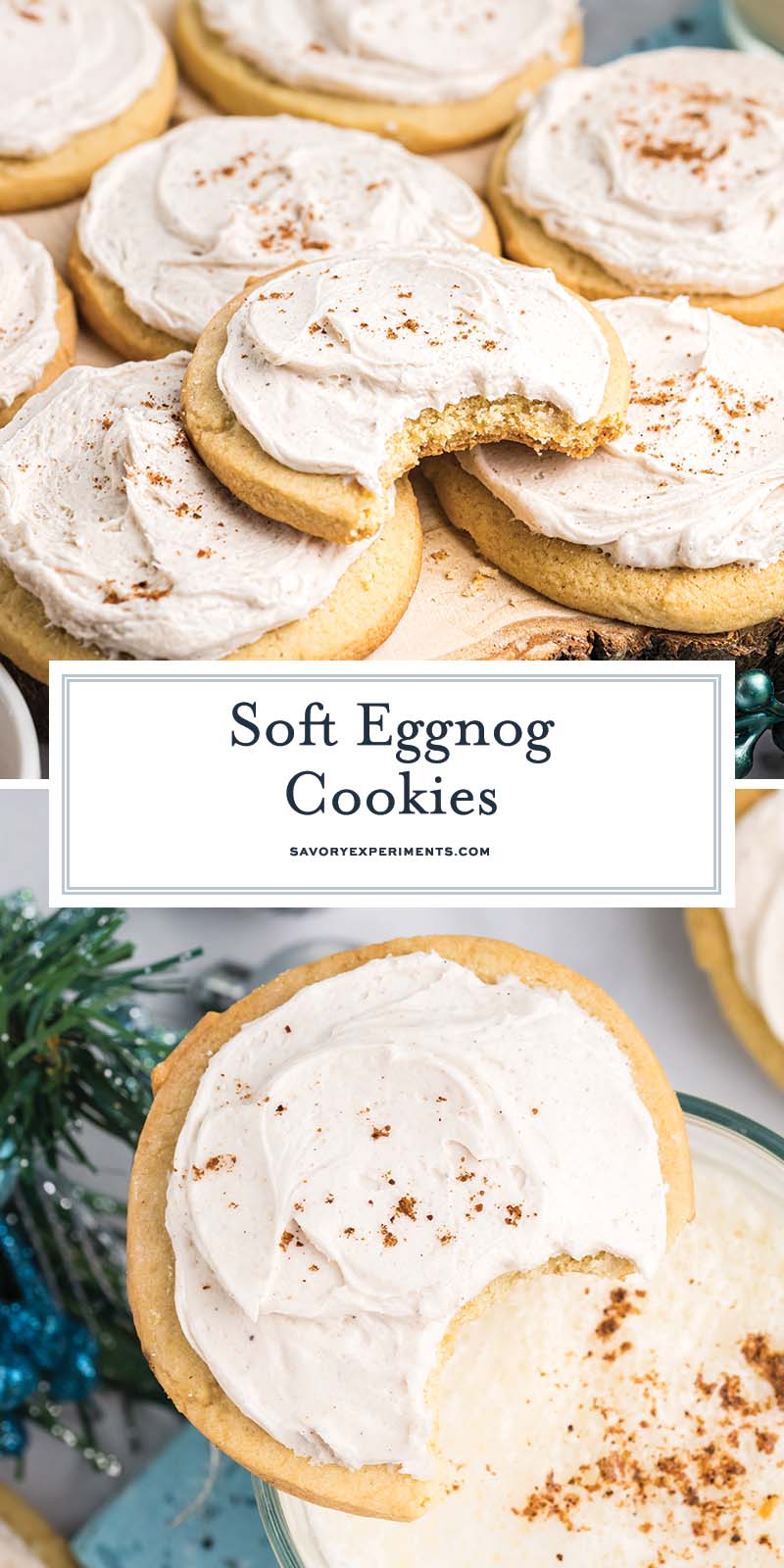 collage of eggnog cookies