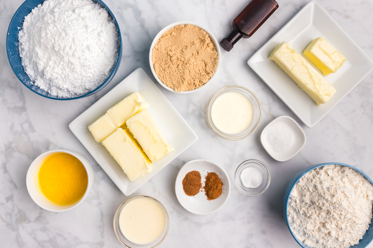 overhead shot of eggnog cookie ingredients