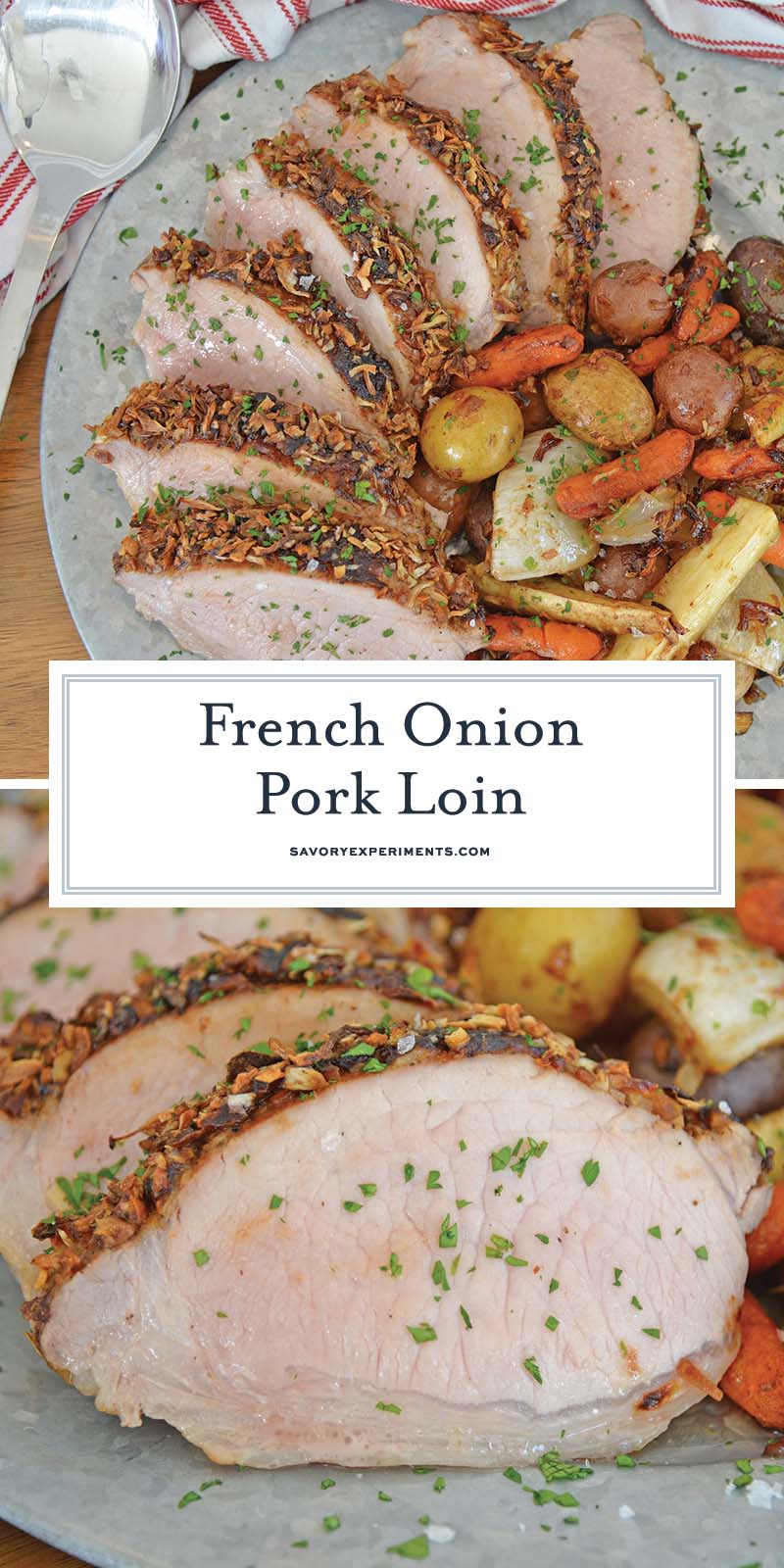 collage of French Onion Pork Loin for Pinterest