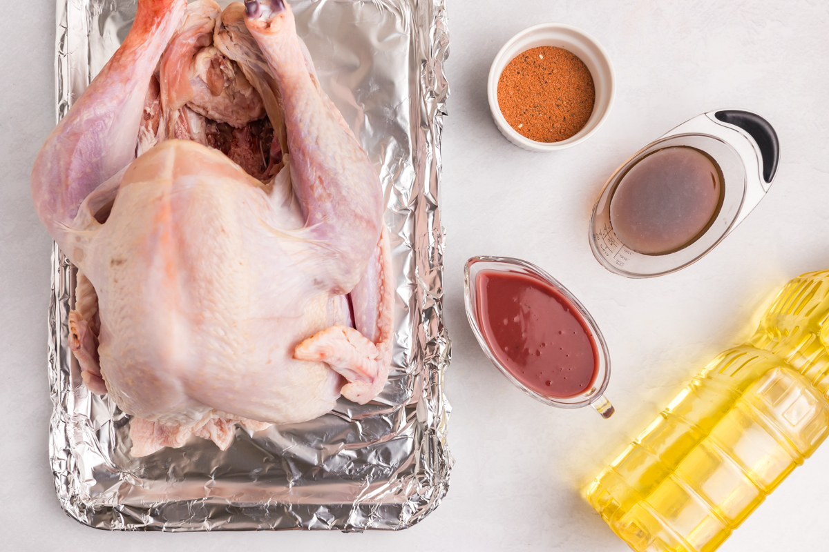 overhead shot of fried turkey ingredients