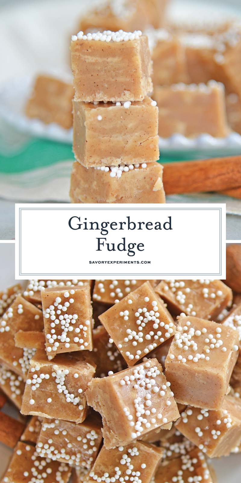 collage of Gingerbread fudge made the the old fashioned way