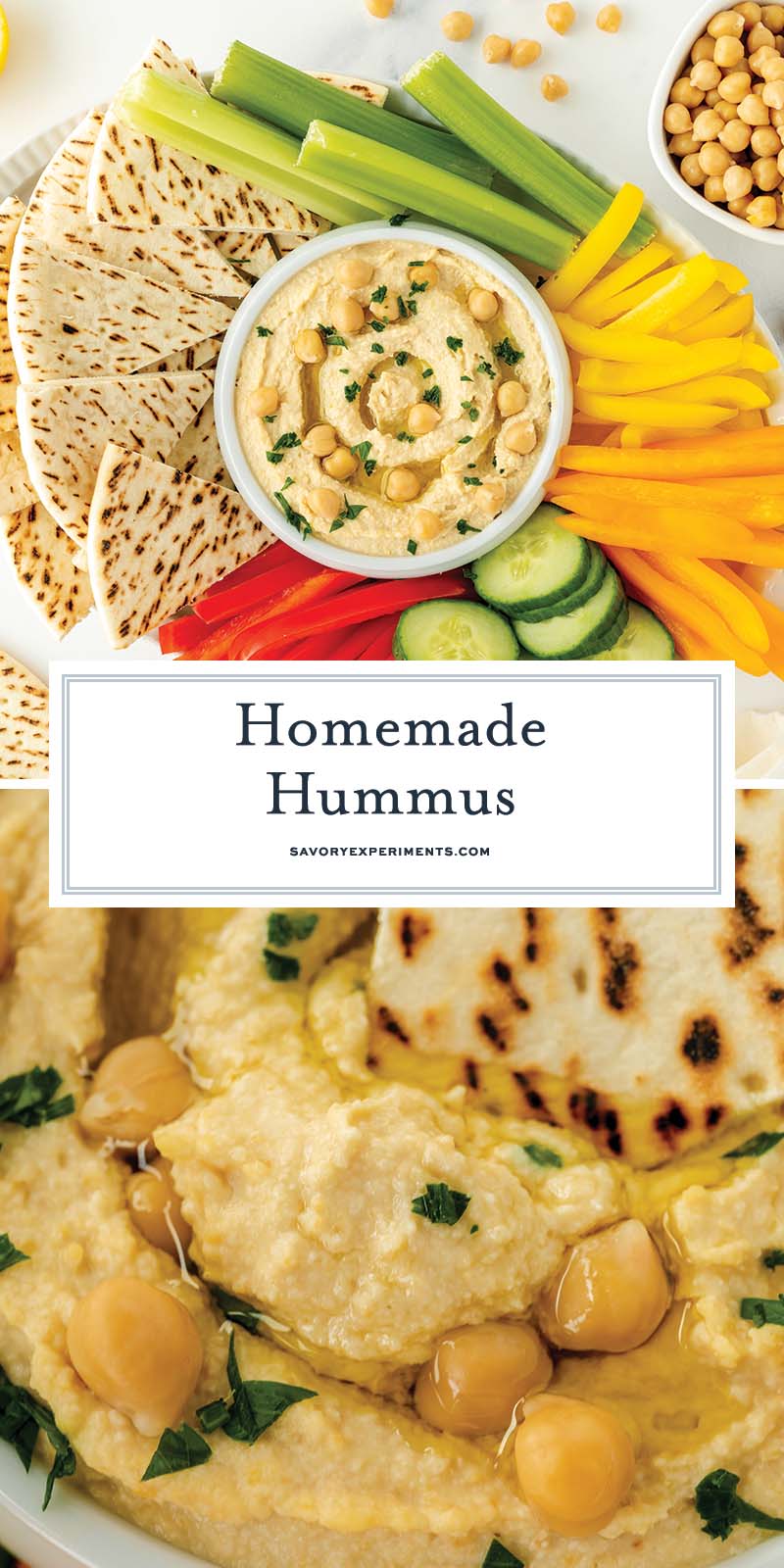 collage of homemade hummus