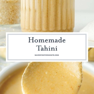 collage of homemade tahini