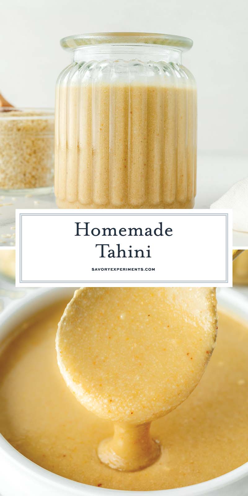 collage of homemade tahini