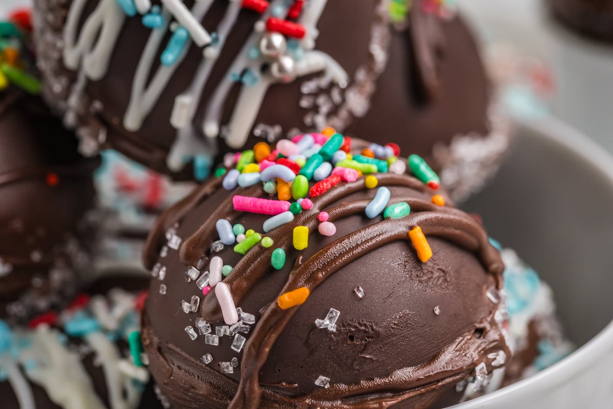 close up angled shot of hot chocolate bomb