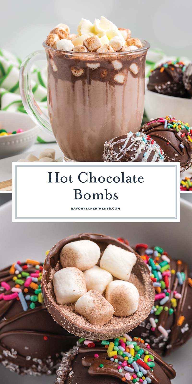 collage of hot chocolate bombs