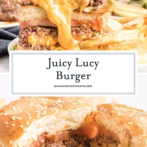 collage of juicy lucy burgers for pinterest