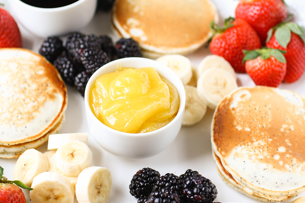 Lemon curd on a pancake bar