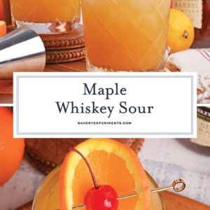 collage of maple whiskey sour