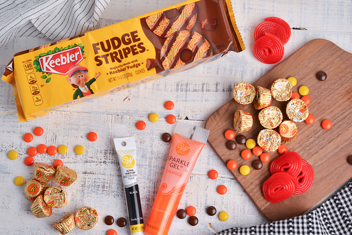 overhead shot of pilgrim hat cookie ingredients