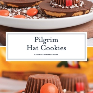 collage of pilgrim hat cookies