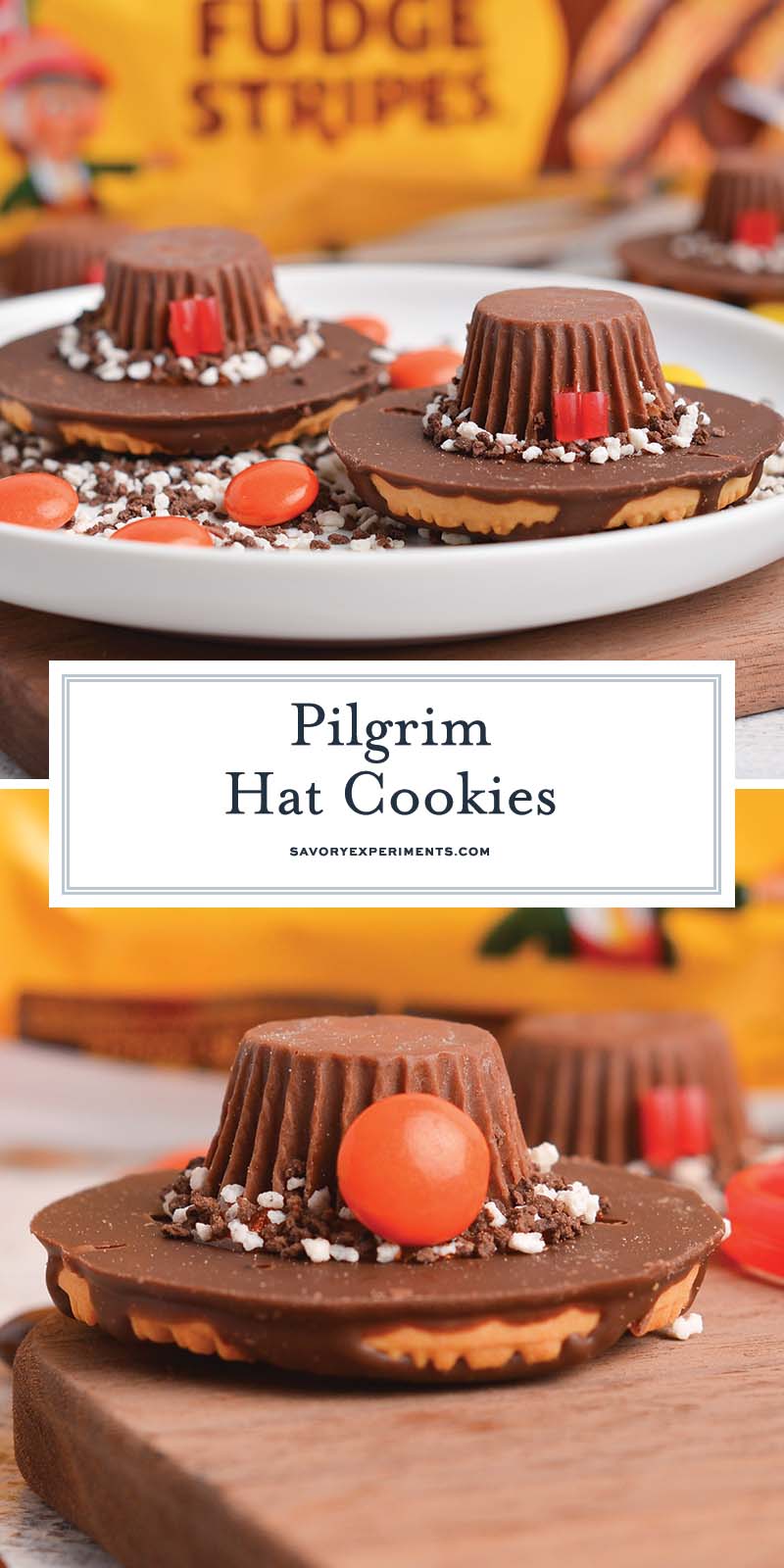 collage of pilgrim hat cookies