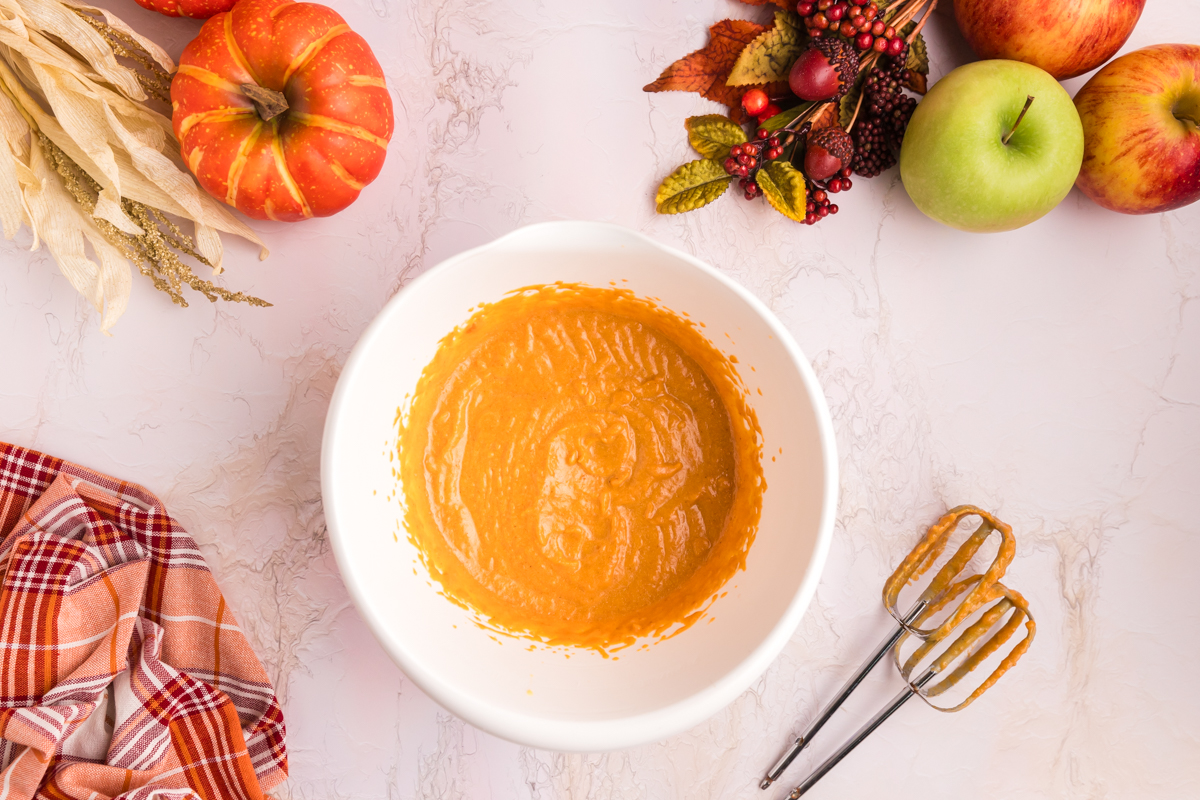 pumpkin pie mixture in bowl