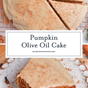 collage of pumpkin olive oil cake