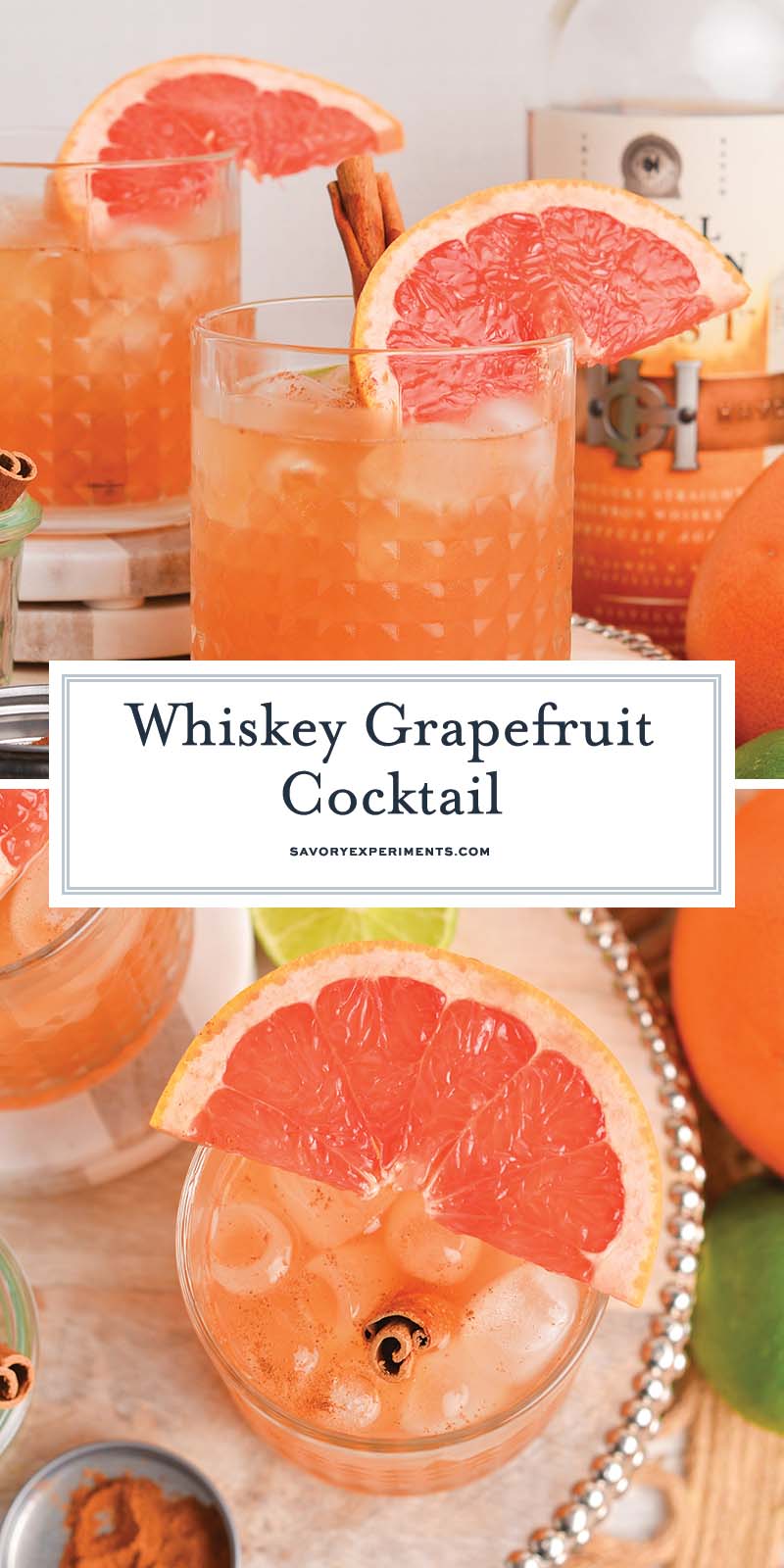 collage of whiskey grapefruit cocktails