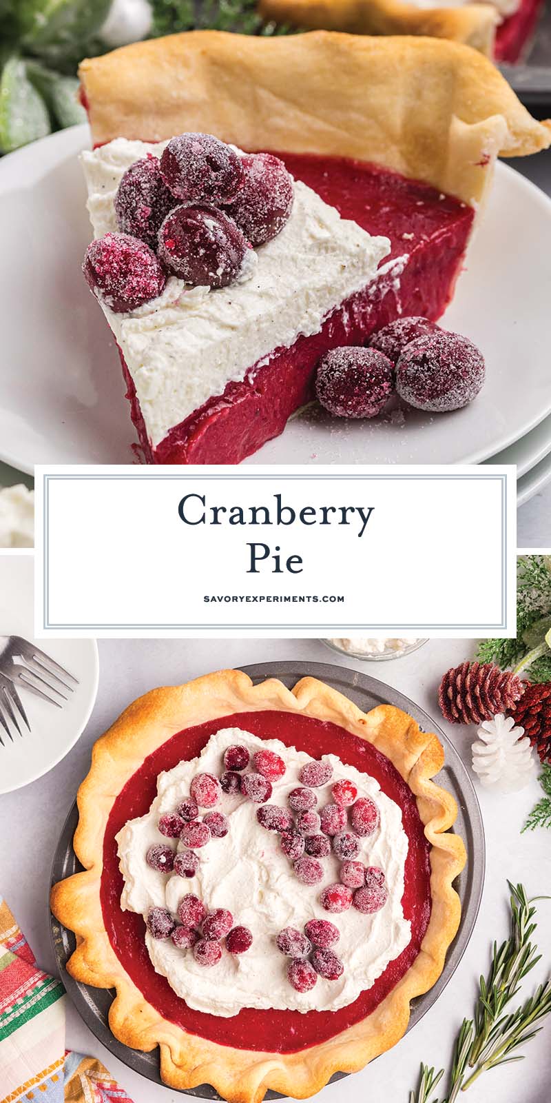 collage of cranberry pie