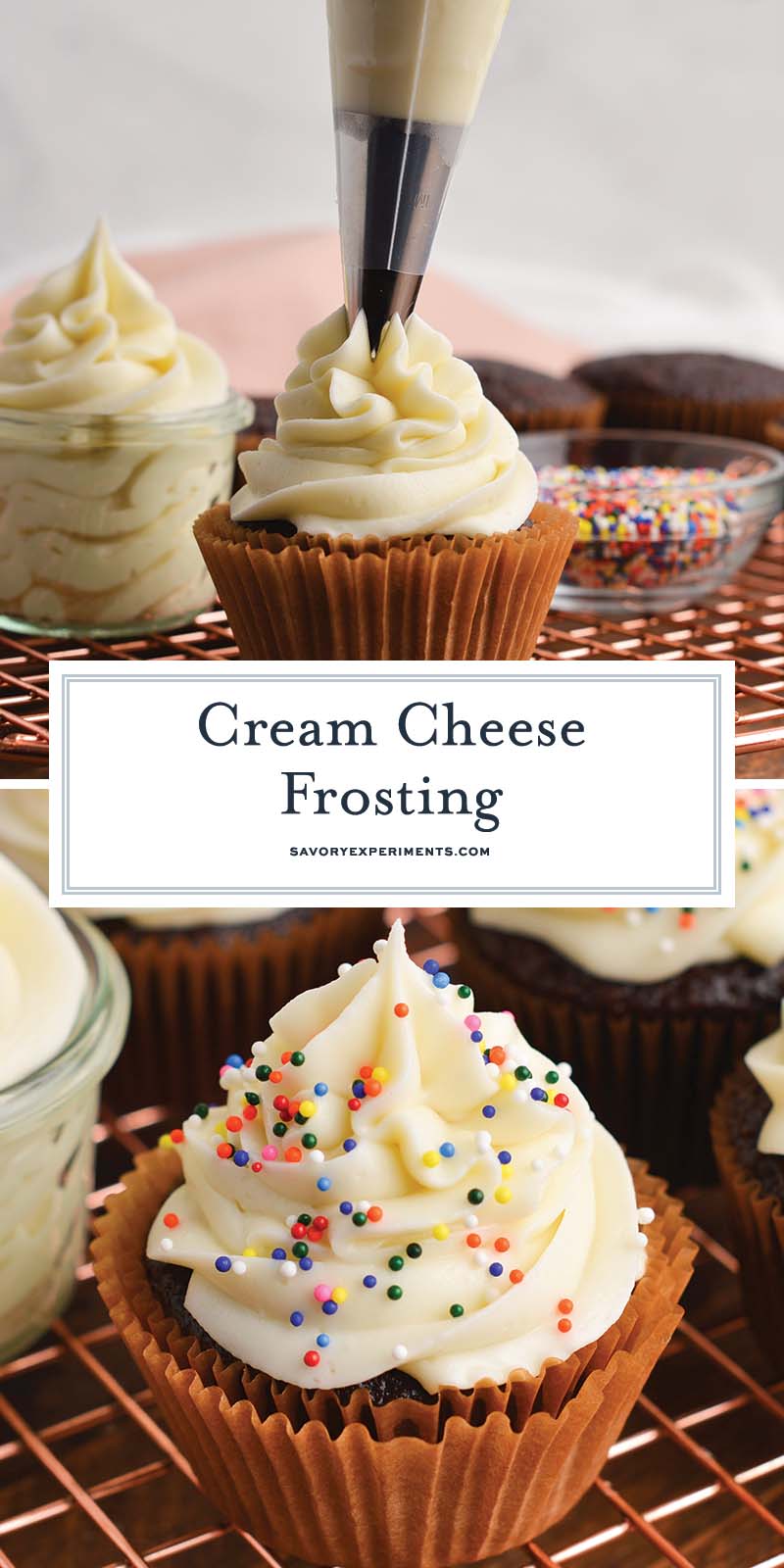 collage of cream cheese frosting