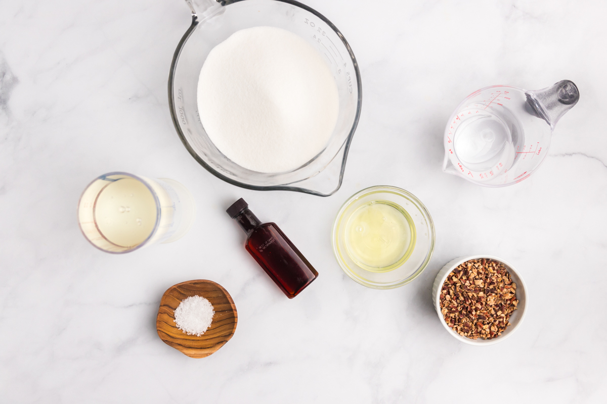 overhead shot of divinity candy ingredients