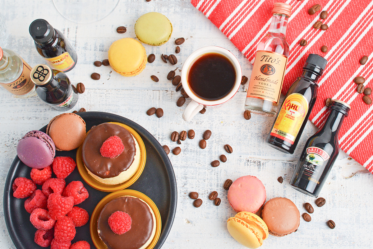 overhead shot of espresso martini ingredients